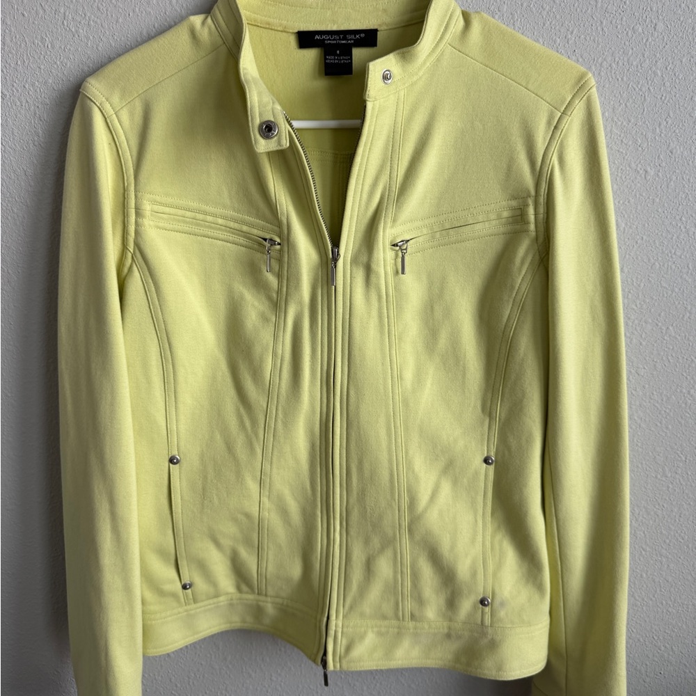 August Silk Soft Yellow Bomber Jacket